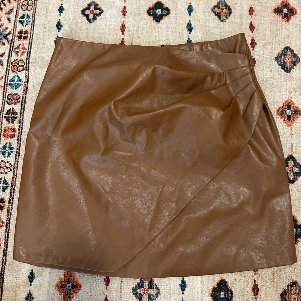 Very J Brown Leather Skirt